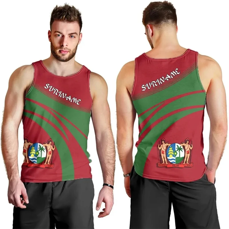 

Surinam Flag Map 3D Printed Tank Top For Men Clothes Fahsion Sport Suriname Vest Gym Sport Waistcoat Coat Of Arms Jersey Tops