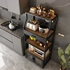 Multifunctional Storage Kitchen CabinetsMulti-layer Kitchen Shelves with Doors Floor Microwave Oven Storage Cabinet Furniture m 2
