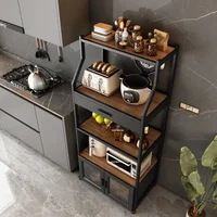Multifunctional Storage Kitchen CabinetsMulti-layer Kitchen Shelves with Doors Floor Microwave Oven Storage Cabinet Furniture m 2