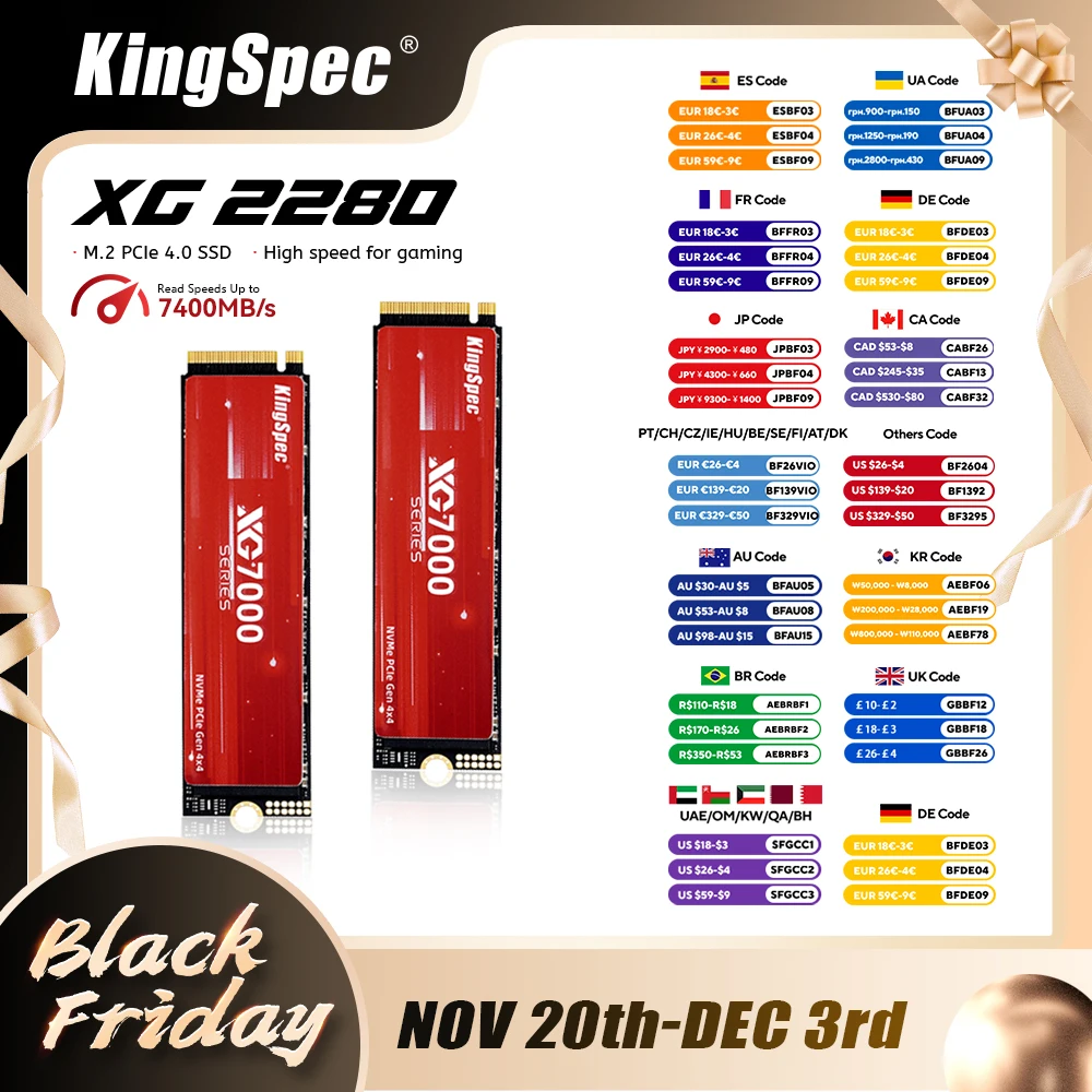 KingSpec SSD M2 Gen4 NVMe 1TB 2TB 4TB Drive M.2 2280 PCIe 4.0 HDD