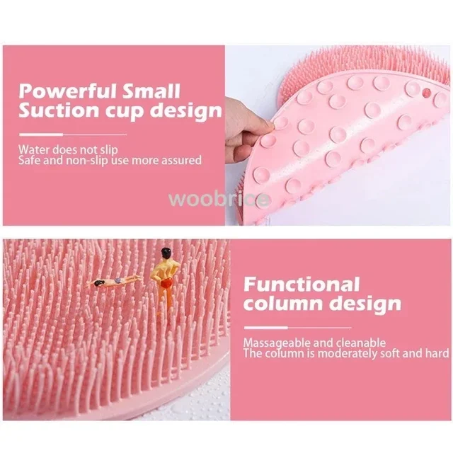 Brosse arrière en Silicone pour salle de bain, coussin de lavage antidérapant pour les pieds, tapis de douche de Massage avec ventouse, brosse exfoliante pour les pieds 5