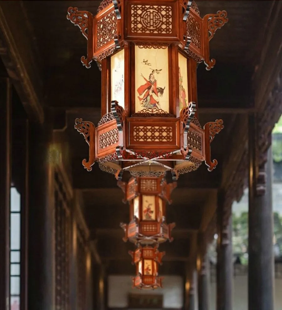 1pcs Chinese Wood Palace lantern with Hanger Light Painting Outdoor  Waterproof lantern - AliExpress, image size:900x991