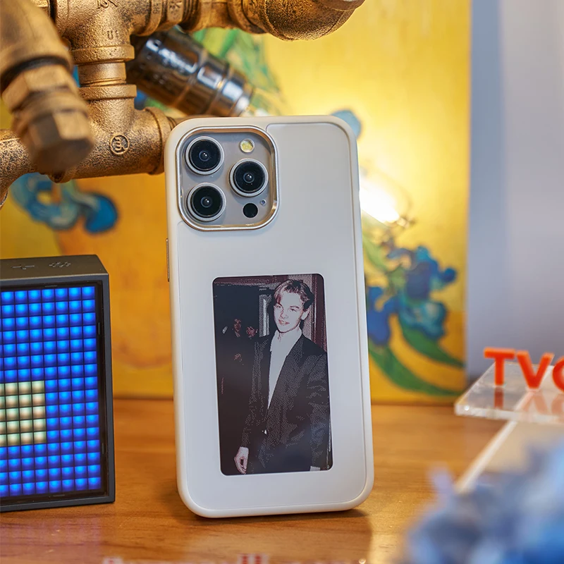 Amorus Eink Screen Smart Phone Case for Iphone 15 14 13 Pro Max DIY Display NFC Refesh Case 3 Color Battery Free