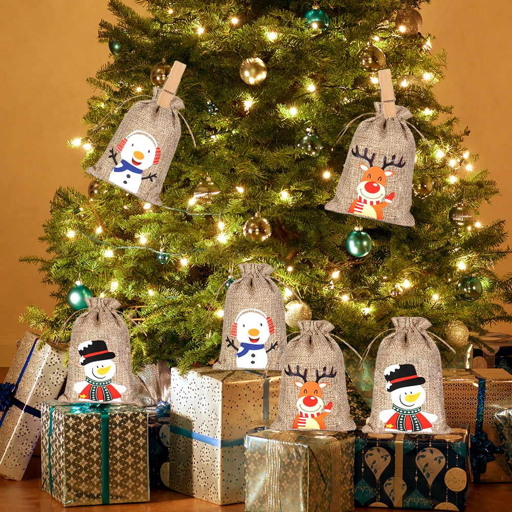 24pcs/set DIY Christmas Advent Calendar Gift Bags 24 Days Christmas Advent Calendar Bags Cloth 24 Days Countdown Set Candy Bag