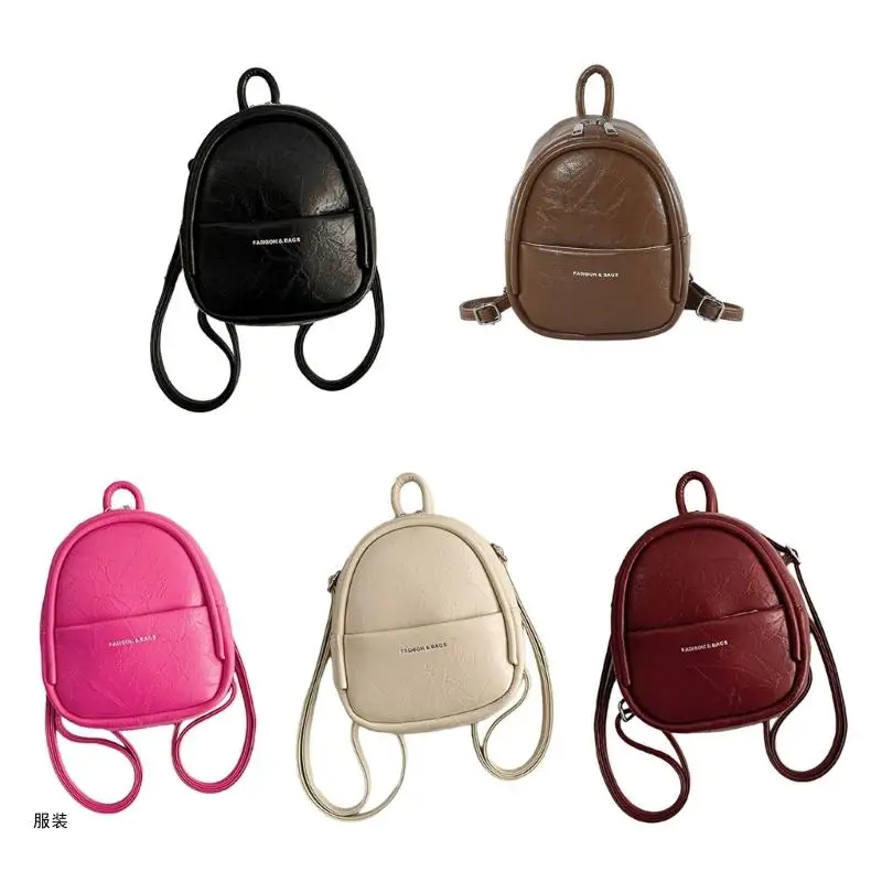 D0UD Rucksack Double Strap Shoulder Bag Letter Printed Bag Mini Pack Adjustable Belt