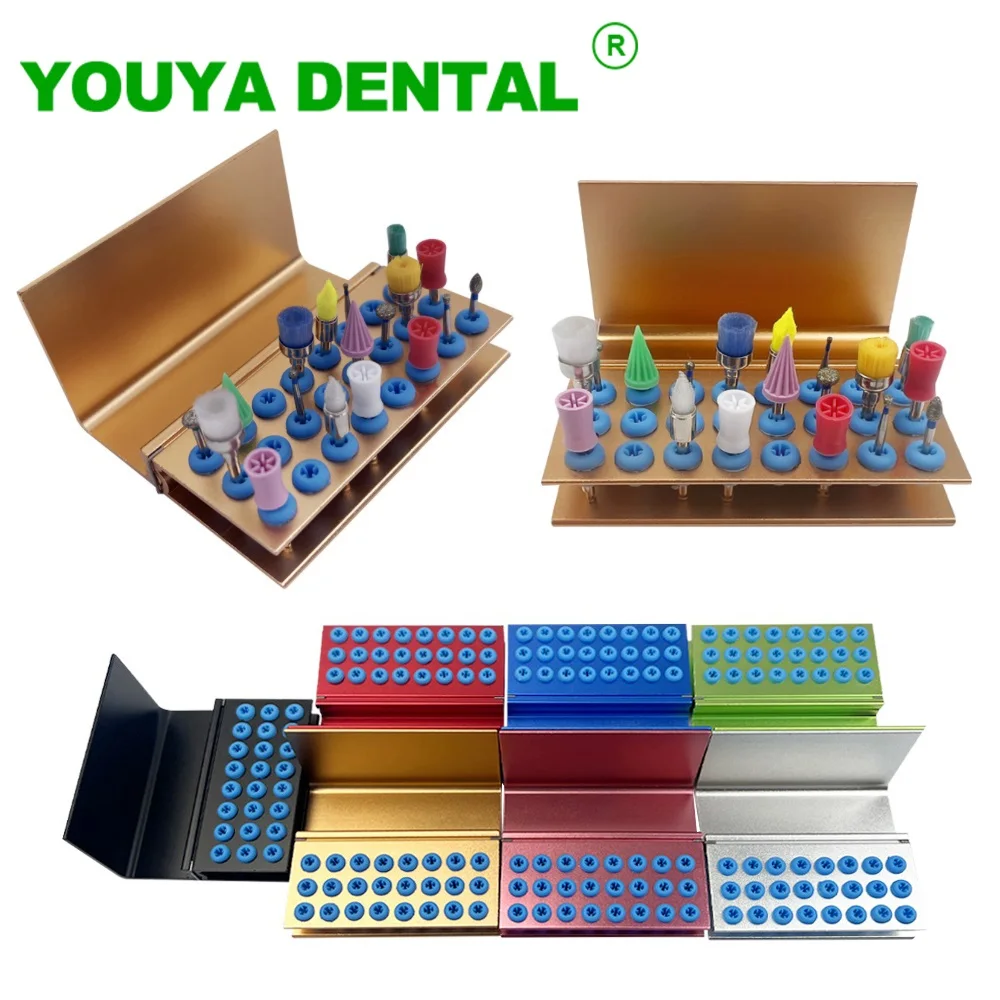 

24 Holes Dental Bur Holder With Silicon Autoclave Sterilizer Case Endo File Disinfection Box Block Organizer For High/Low Speed