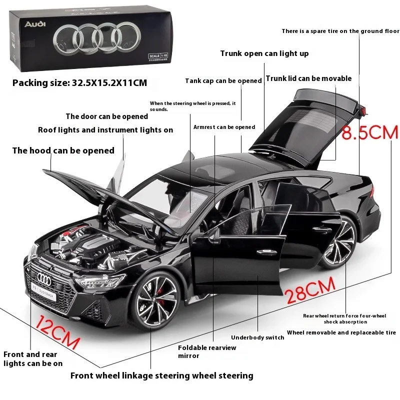 アウディ RS7 1/18 ブラック スペアホイール & リモートキー付き Sf3d5b758598740a0a8cead3cd24e1