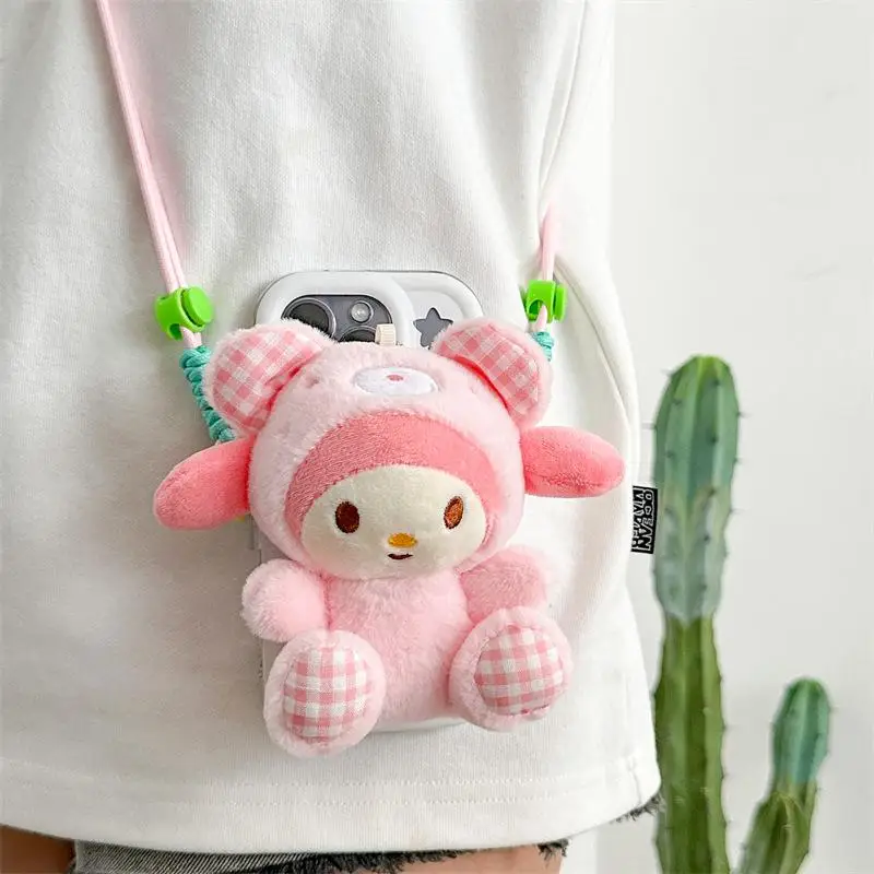 

Мультяшный Sanrio Kuromi плюшевый Телефон задняя клипса Kawaii портативная плюшевая кукла телефон ремешок анти-потеря телефонная папка