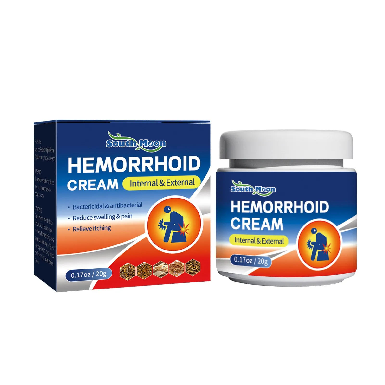 Hemorrhoids Swelling Cream Antibacterial Anti-Inflammatory Internal Mixed Piles Bleeding Fissure Anal Pain Relieve Ointment 20g