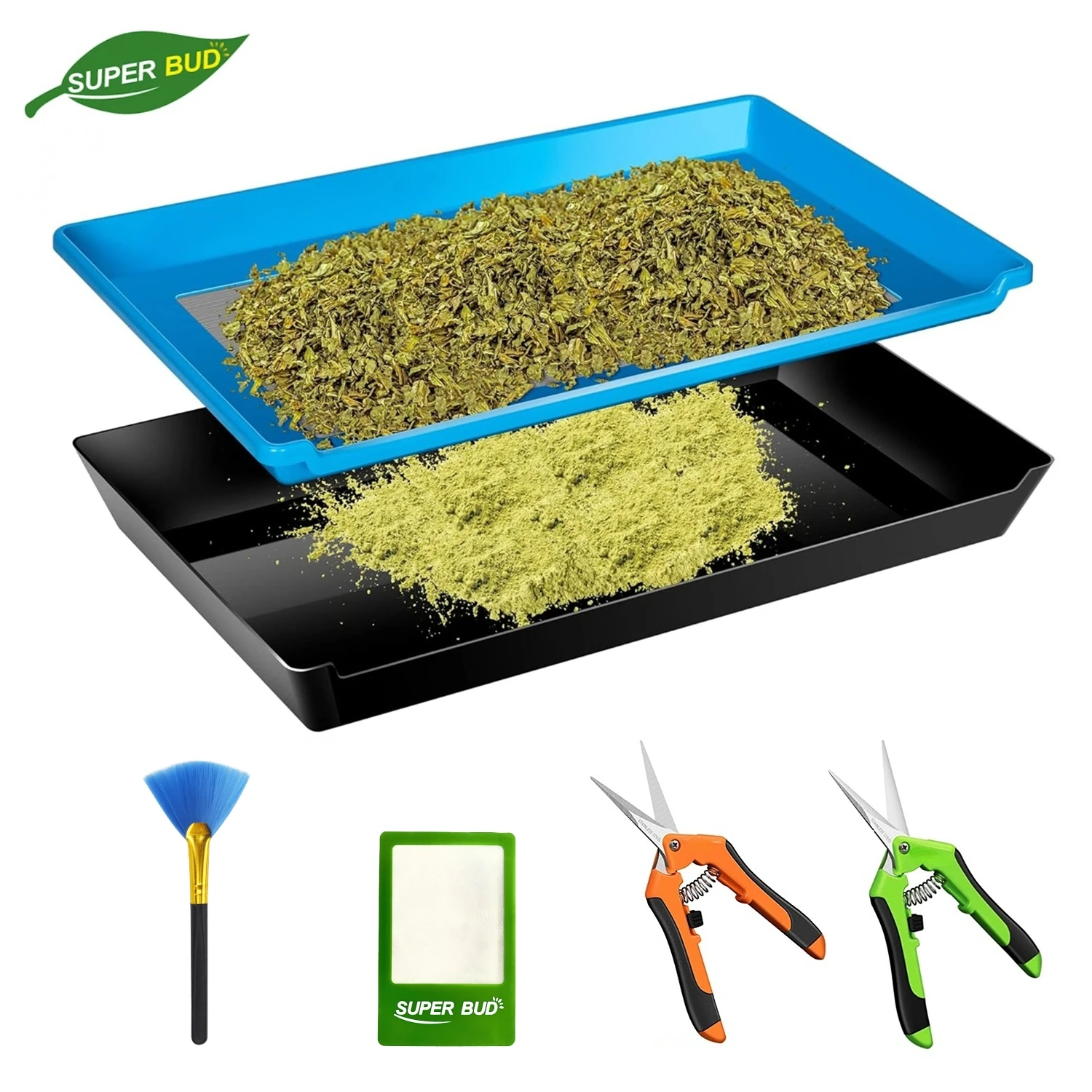 Trim tray set Durable 2-Tier Tray 150 Micron Screen Tray ABS Trimming Bin for Buds and Herb