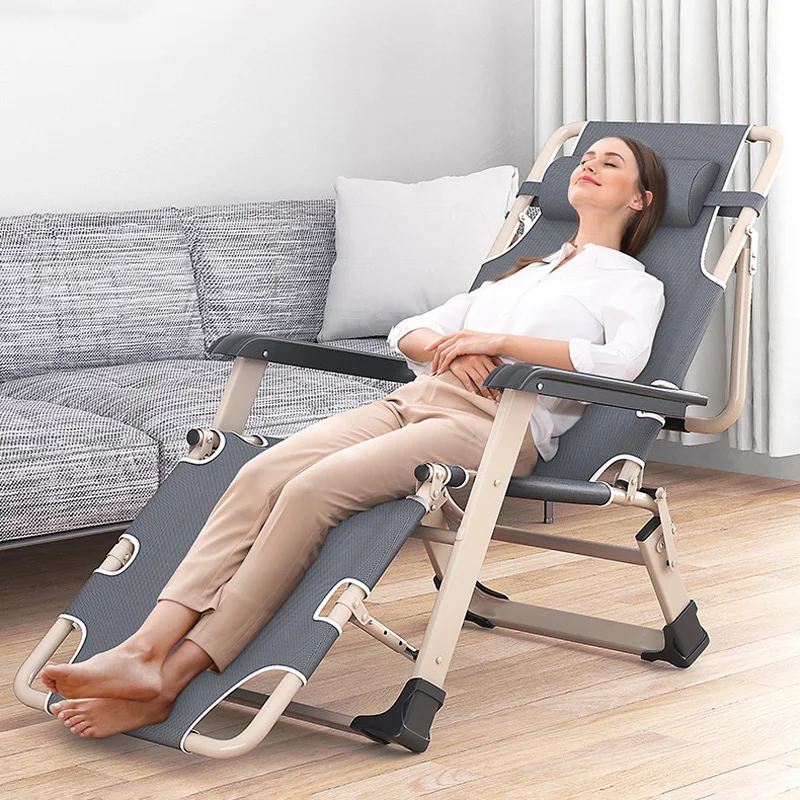 Support bar siesta nap lounge chair back rest lounger leisure folding chair portable family camp bed Recliner with arm rest