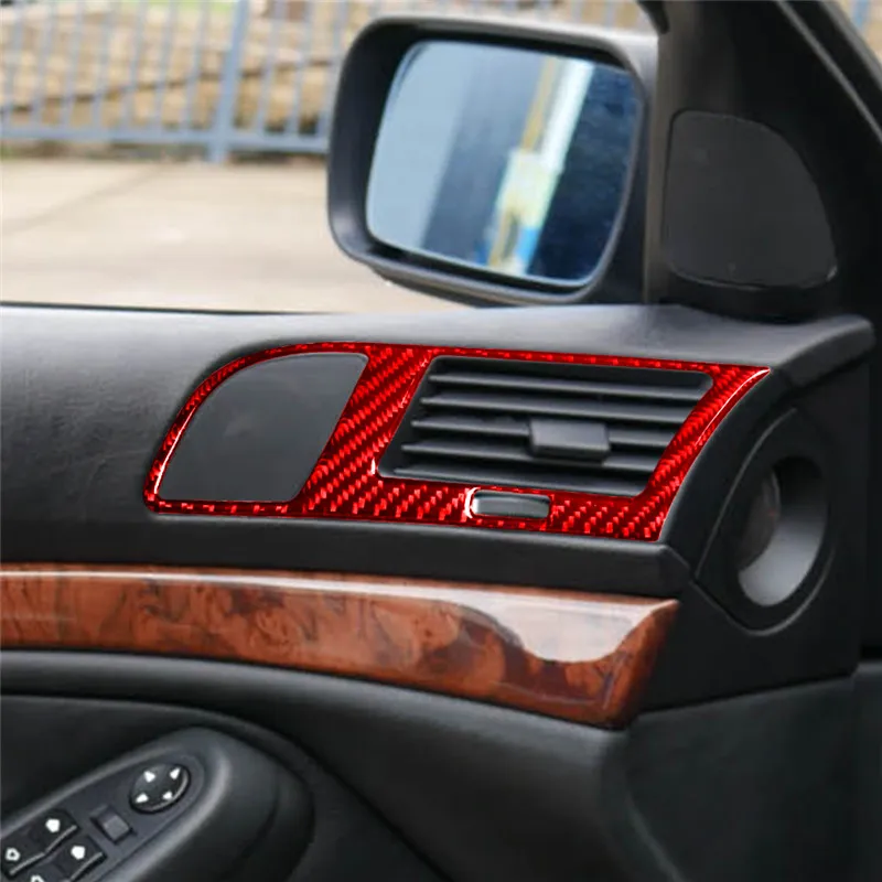 Car Carbon Fiber Interior Decoration Cover Red Stickers For BMW 5 Series  1998 1999 2000 2001 2002 2003 Styling Accessories