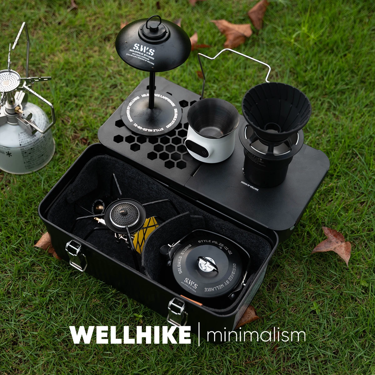 WELLHIKE Outdoor Lunch Box Metal Table Plate Portable Tactical Camping Coffee Tea Set Storage Toolbox Accessories