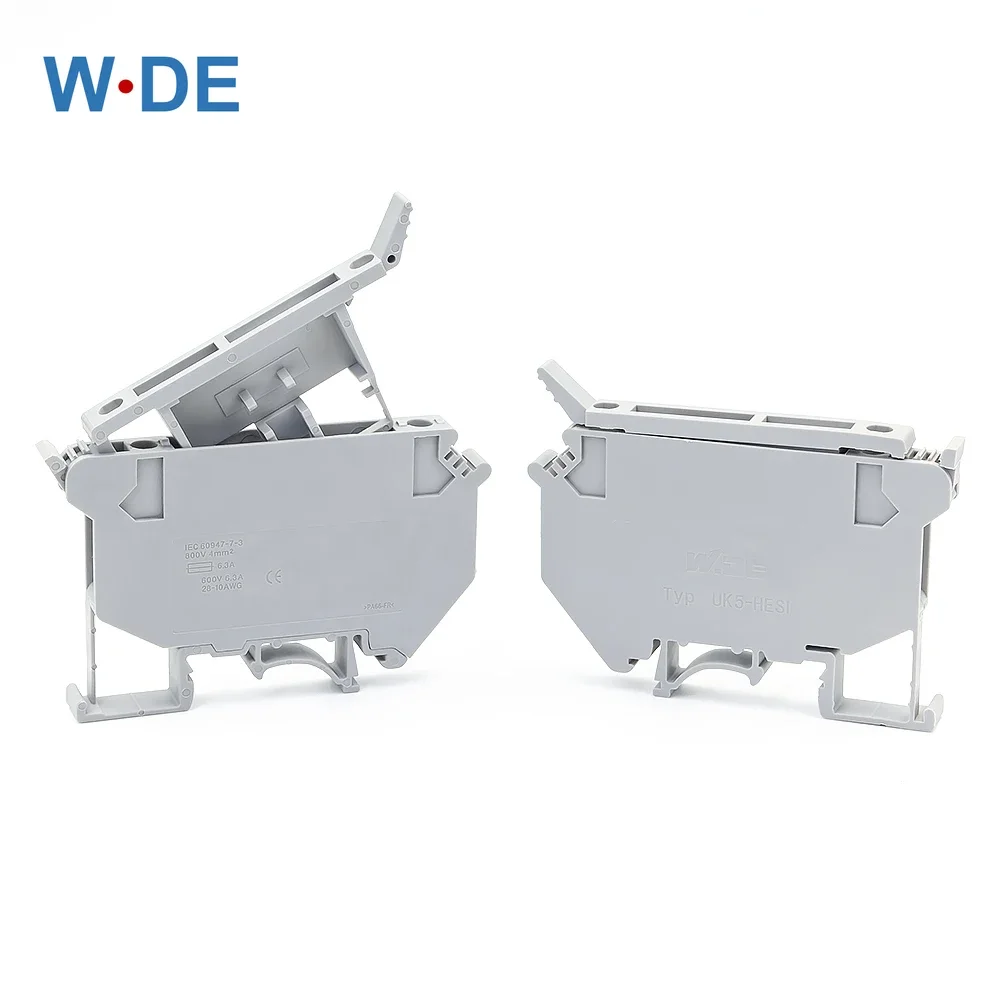 Din Rail Fuse Terminal Blocks Gray UK5-HESI Connector Screw Type 10Pcs UK5-HESILED Screw Fuse Holder Wire Conductor