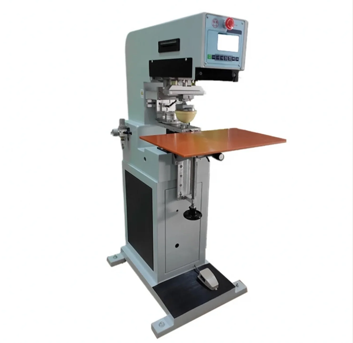 מדפסת תוויות בד ניתן לשטיפה סוג פנאומטי בצבע אחד להדפסת לוגו על חומר מרובה