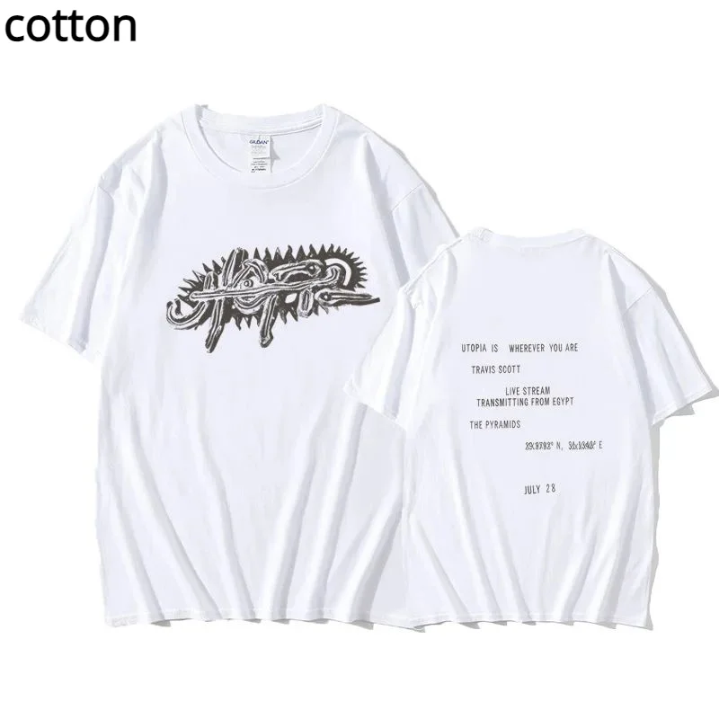 

Y2K Utopia Travis TS Hip Hop Graphic T Shirt For Men Top Tee UTOPIA Streetwear Swag Street Rapper Fan Club T-Shirt S-2XL