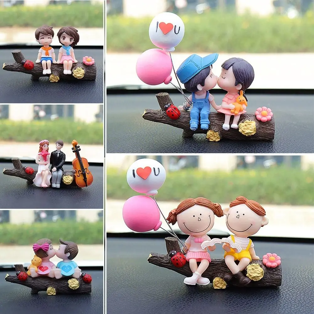 Car Decoration Cartoon Cute Couples Action Figure Figurines Balloon Ornament Auto Interior Dashboard Accessories for Girls Gifts