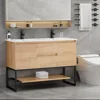 Bathroom Organizers, 48" Bathroom Vanity With Sink Combo, Built-in Power Socket Metal Frame Faucet And 2 Soft-Closing Door, Bath 1