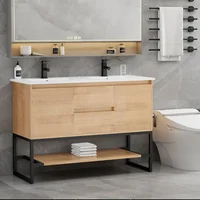 Bathroom Organizers, 48" Bathroom Vanity With Sink Combo, Built-in Power Socket Metal Frame Faucet And 2 Soft-Closing Door, Bath 1