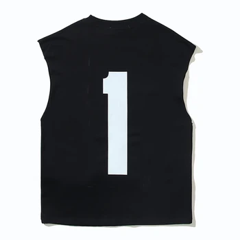 Kanye Co Branded 1 Printed Oversized Tank Top Sport Tshirt Men's Black Cotton Sleeveless T-shirts Summer Streetwear Vests Y2k 1