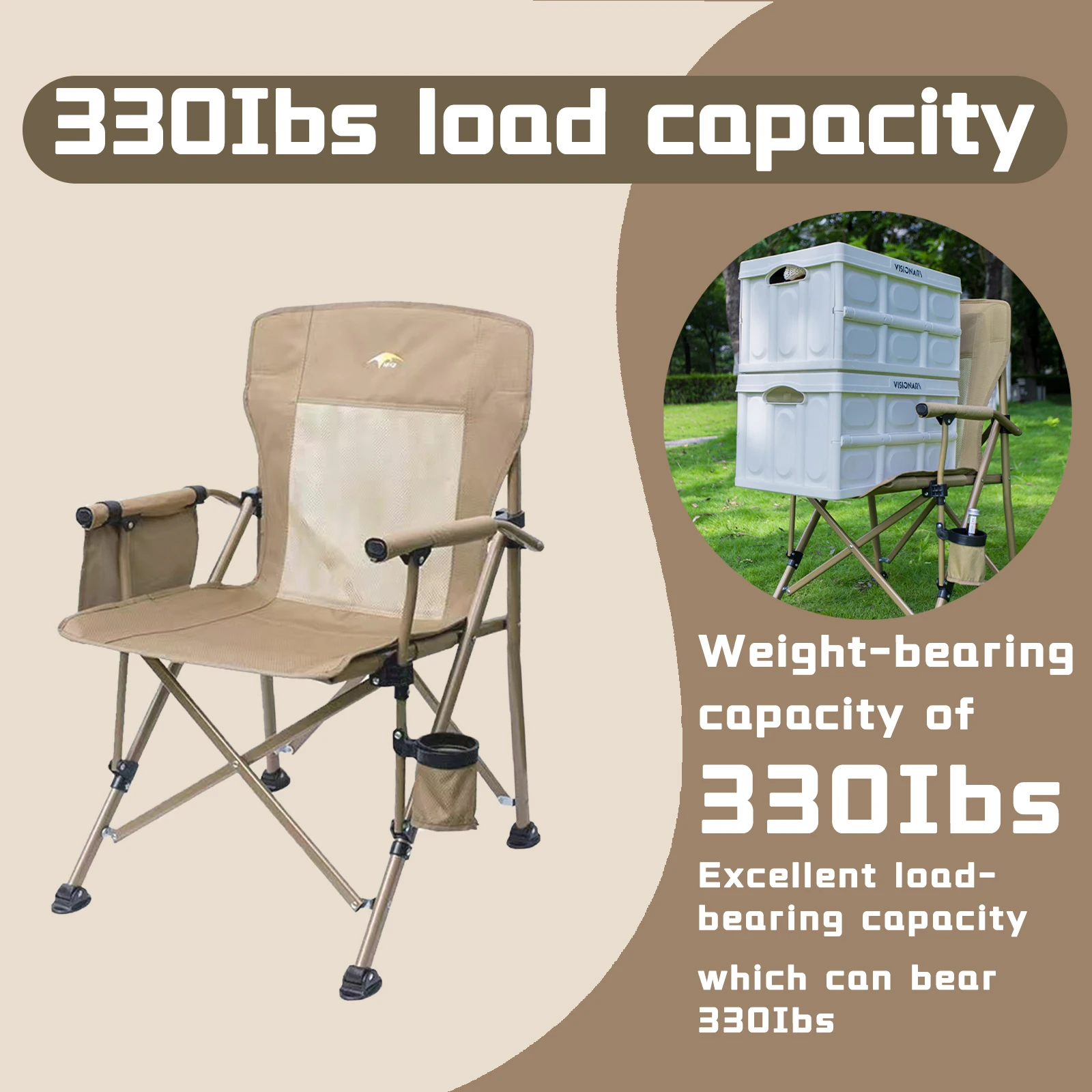 Portable Folding Camping Chair Large High Back Padded Thicken Armrests Storage Bag Cup Holder Carry Bag folding chair