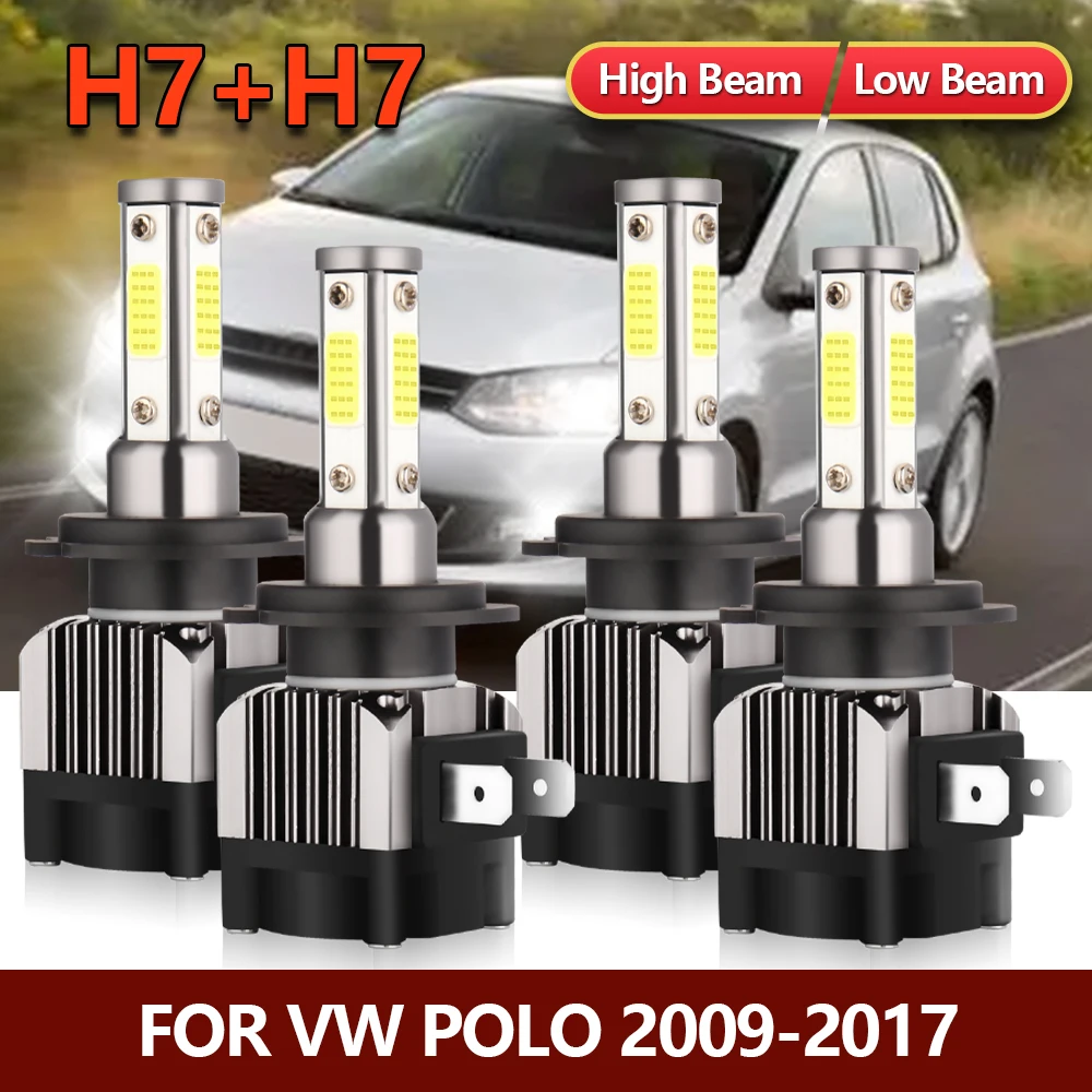 4x Led Bulbs H7 Headlight High Low Combo Kit Foursides Car Lamps For