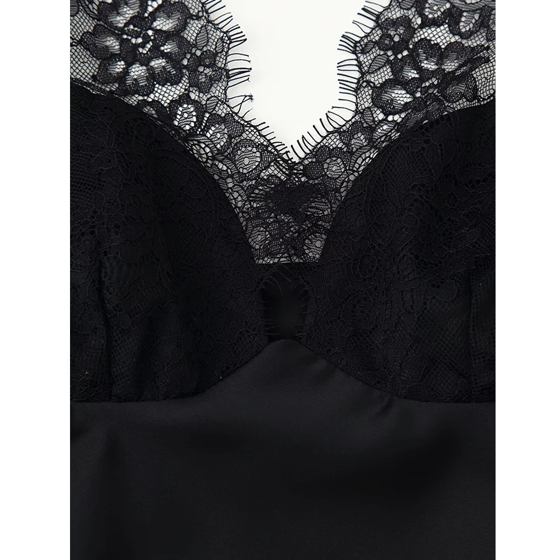 Women Sexy Lace Short Tops Corset Top Female Black Satin Backless Tops for Women off Shoulder Camisole Night Sleeveless Tops