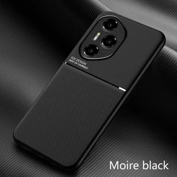 Luxury Leather Texture Magnetic Cover Soft Frame Phone Case - Shockproof & Stylish Design for HONOR 400 Pro (Black)
