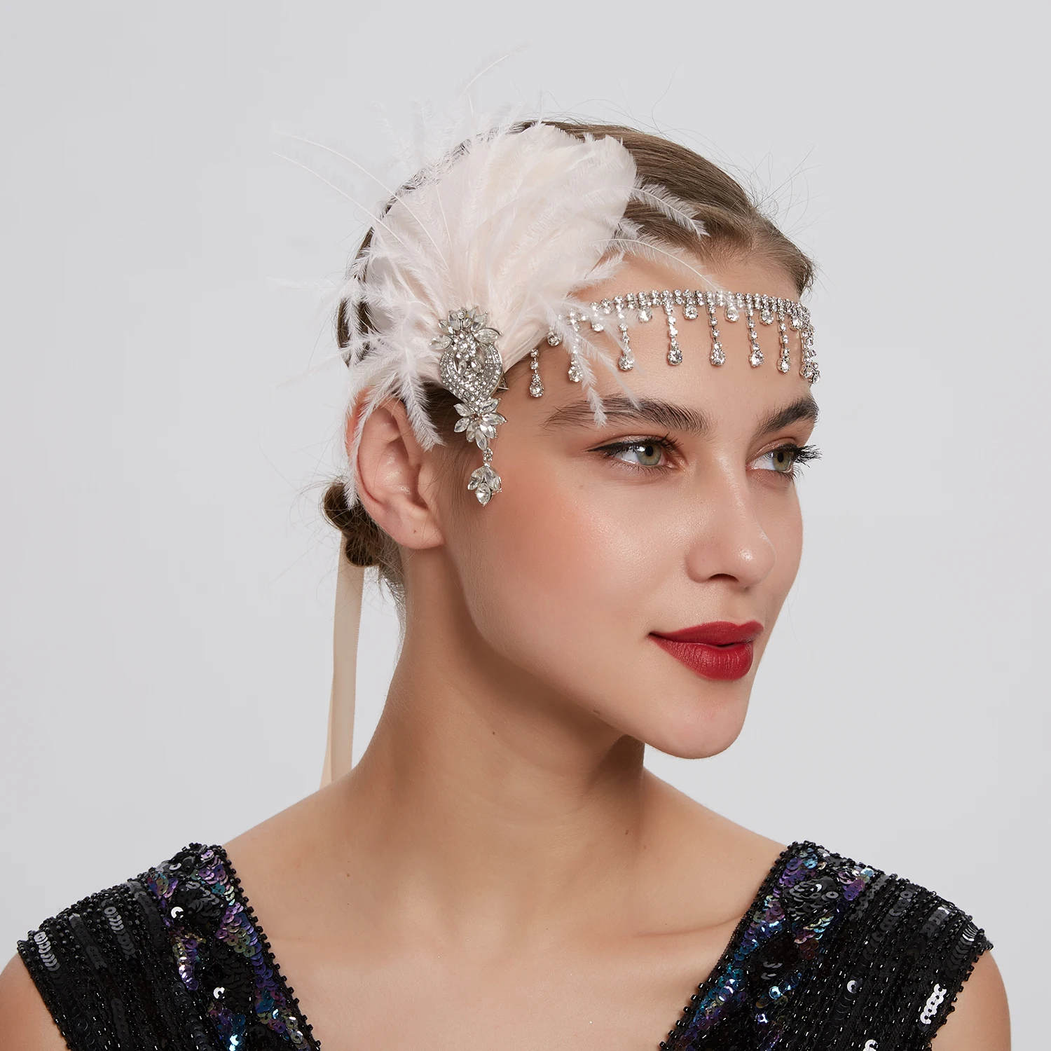 مجوهرات غاتسبي بنفس النمط عقال تاج مجوهرات العروس الأوروبية والأمريكية إكسسوارات الشعر النسائية من حجر الراين