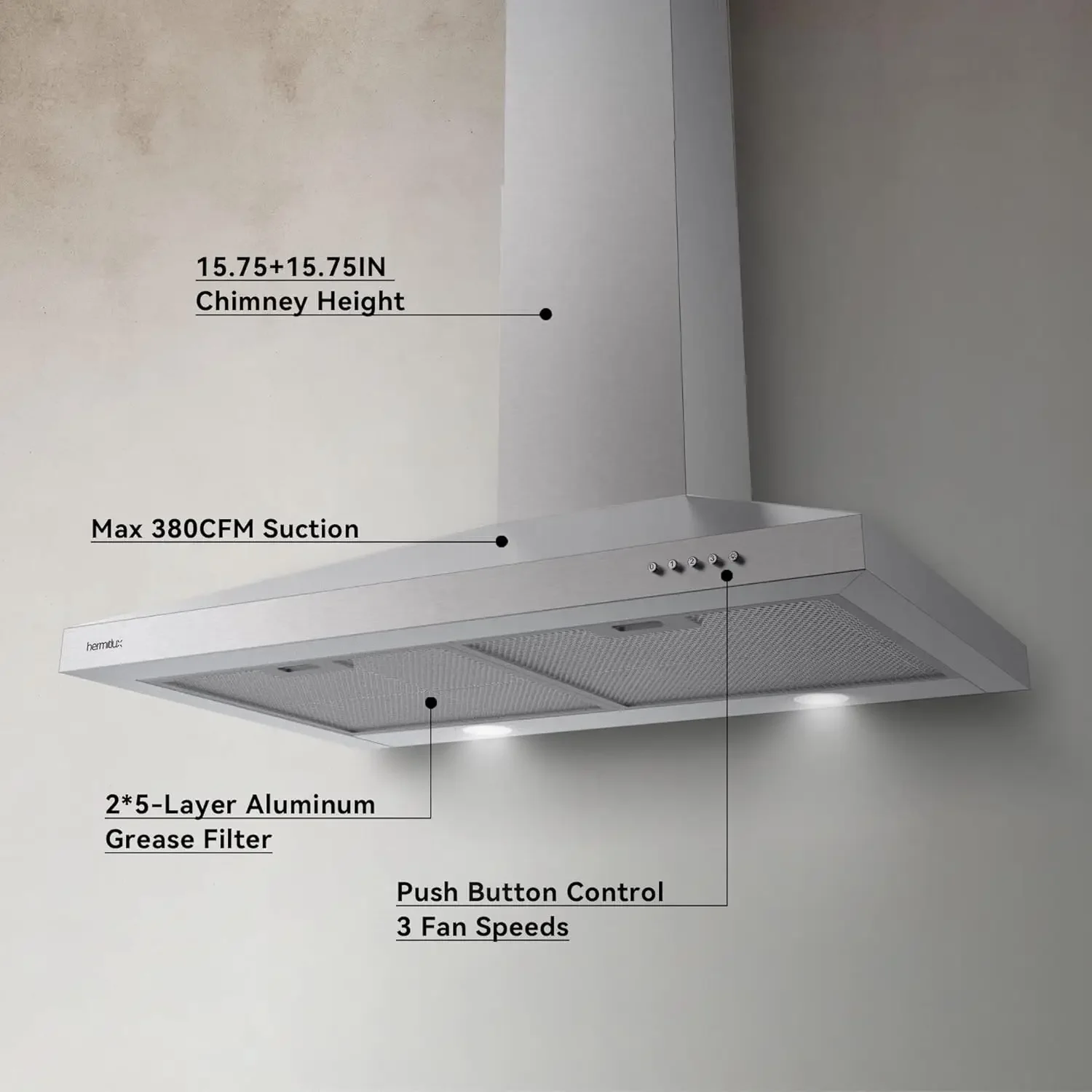 Range Hood 30 inch Stainless Steel, Wall Mount Vent Hood for Kitchen with Charcoal Filter, Range Hoods with Ducted/Ductless 3