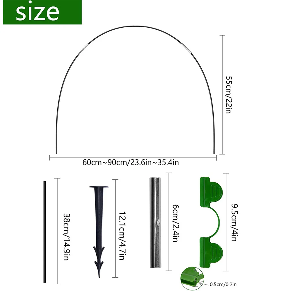 Garden Plant Hoop Seedling Arch Shed Bracket Greenhouse Hoops Set Glass Durable Frost Protection for Patios Vegetable Garden garden plant hoops