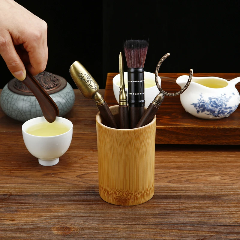 6Pcs/Set Tea Ceremony Set Heat-resistant Kongfu Tea Tools Wooden Chinese Teaspoon Tong Needle Set Tearoom Supplies tea ceremony tools tea set