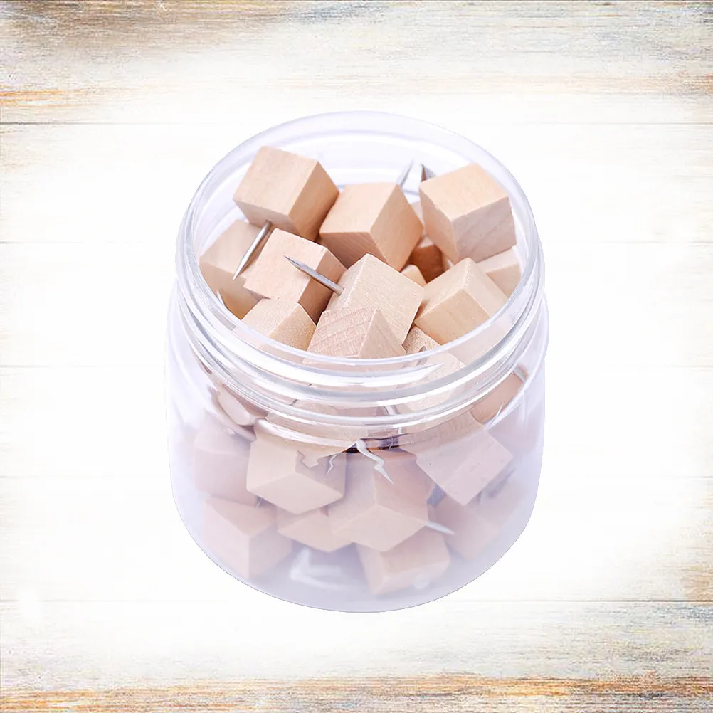 50Pcs 사각형 푸시 핀 나무 스타일 썸 탭스 게시판용 창의적인 장 고정 장치 코르크 스트립 달력 사진 메모