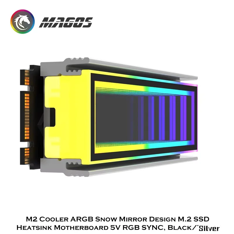 M.2 RGB 쿨러 스노우 인피니트 미러 디자인 M2 2280 SSD 히트싱크 nvme 아머 메인보드 5V RGB SYNC, 블랙/실버
