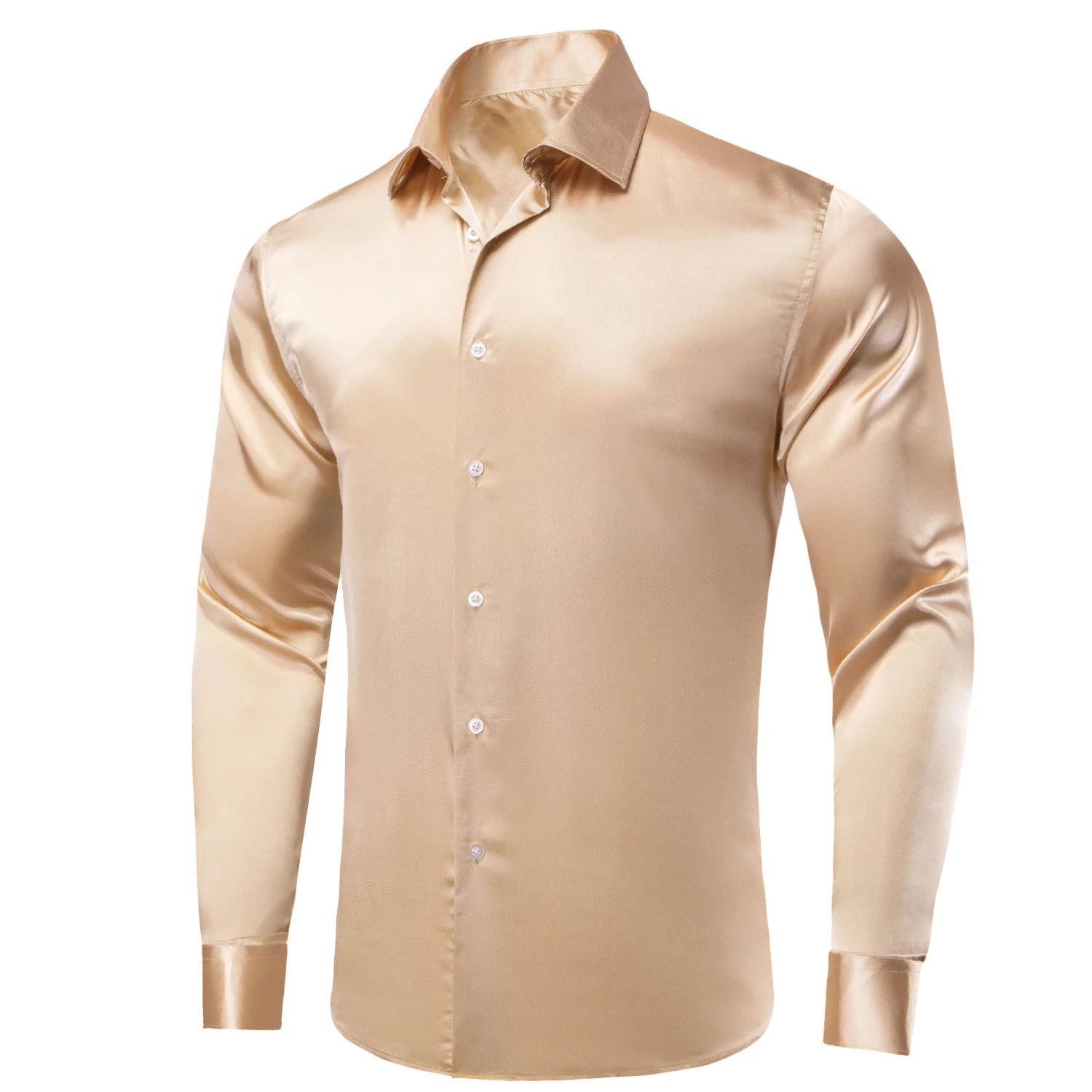 S03874026ba2f487ca52e2e47ff38c01fm Hi-Tie Plain Satin Silk Men's Dress Shirts Long Sleeve Suit Shirt Casual Formal Blouse Pure Solid Rose Gold Peach Pink Mint White Mallzona
