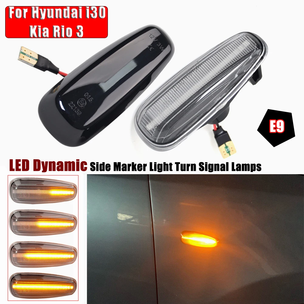 NSLUMO Dynamic LED Zijindicatielampje Voor Hyun/dai I30 I Met Kia Rio III IV Stonic Cee'd I Pro_cee'd I Repeater Licht Blinkerlicht Aan De Zijkant 2x