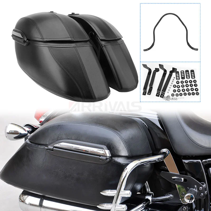 

Motorcycle Hard Bag Saddlebag & Heavy Duty Mounting Kit Universal For Kawasaki For Honda For Harley Touring Softail