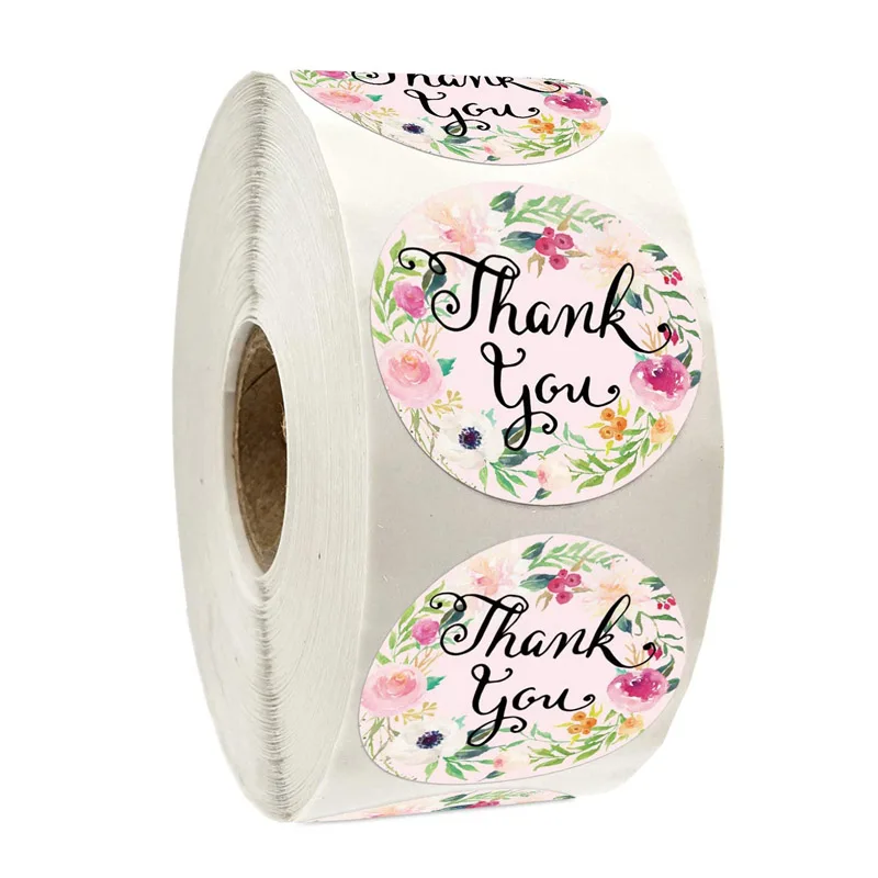 

50-500 шт., круглые наклейки с надписью Thank You