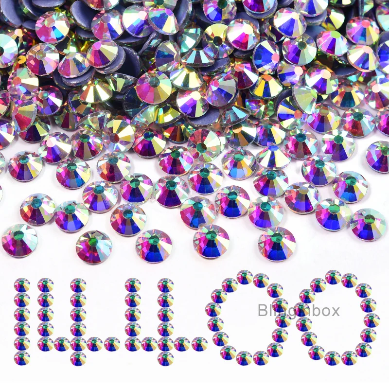 SS3-SS50 Crystal AB Color Hotfix Rhinestones Glitter Wholesale High Quality Iron on Rhinestones for Wedding Dress стразы 3