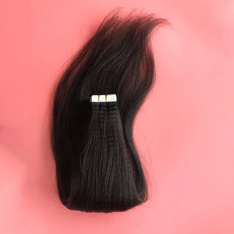 Skin Weft Malaysian Hair Yaki Straight Human Hair Tape In Extensions 40 Pieces Per Pack 8-30inch Black Brown