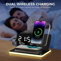 7-in-1 Wireless Charging Dock Phone Stand With Night Light Time and Temperature Display For IPhone Headphones and Watches - Image 6