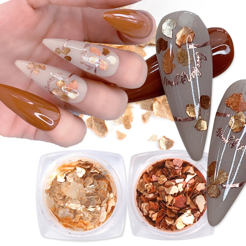 

Gold Sliver Mica Flake Nail Sequins Marble Shell Natural Flakes Dust Nail Glitter Slice for DIY Nail Art Decoration Manicures