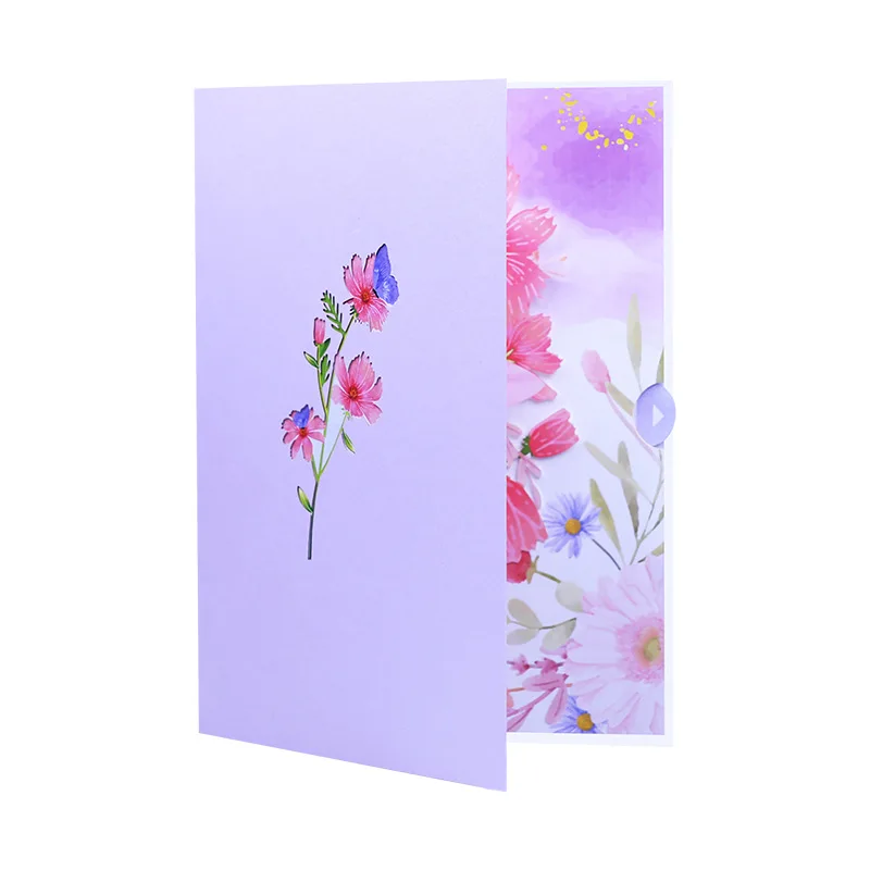 2024 New Pink Flower Butterfly Card Paper Pop-Up biglietti di auguri Festival compleanno 3D Card Gift Memorial Day Cards Lovers Gift