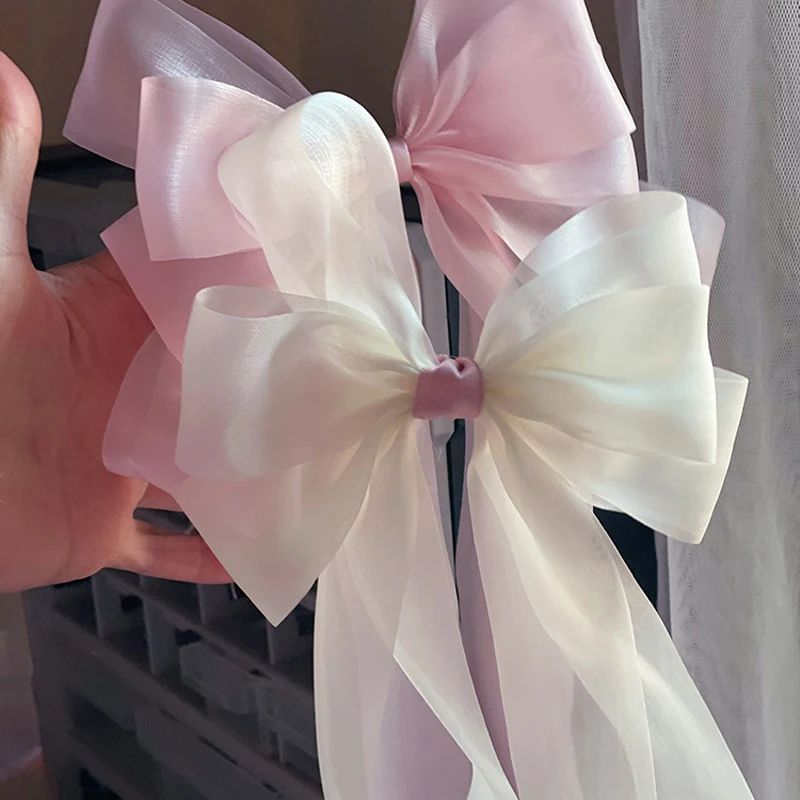 Flowing Light Ribbon Big Bow Hair Clip and Gift Decoration Accessory