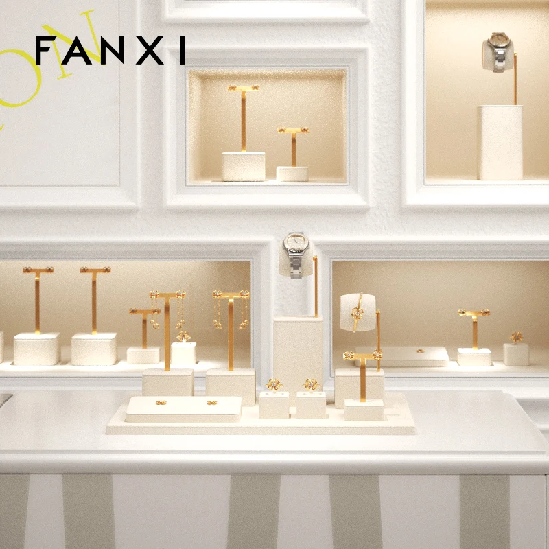 High end light luxury metal microfiber jewelry display rack Watch display props Earrings necklace display rack