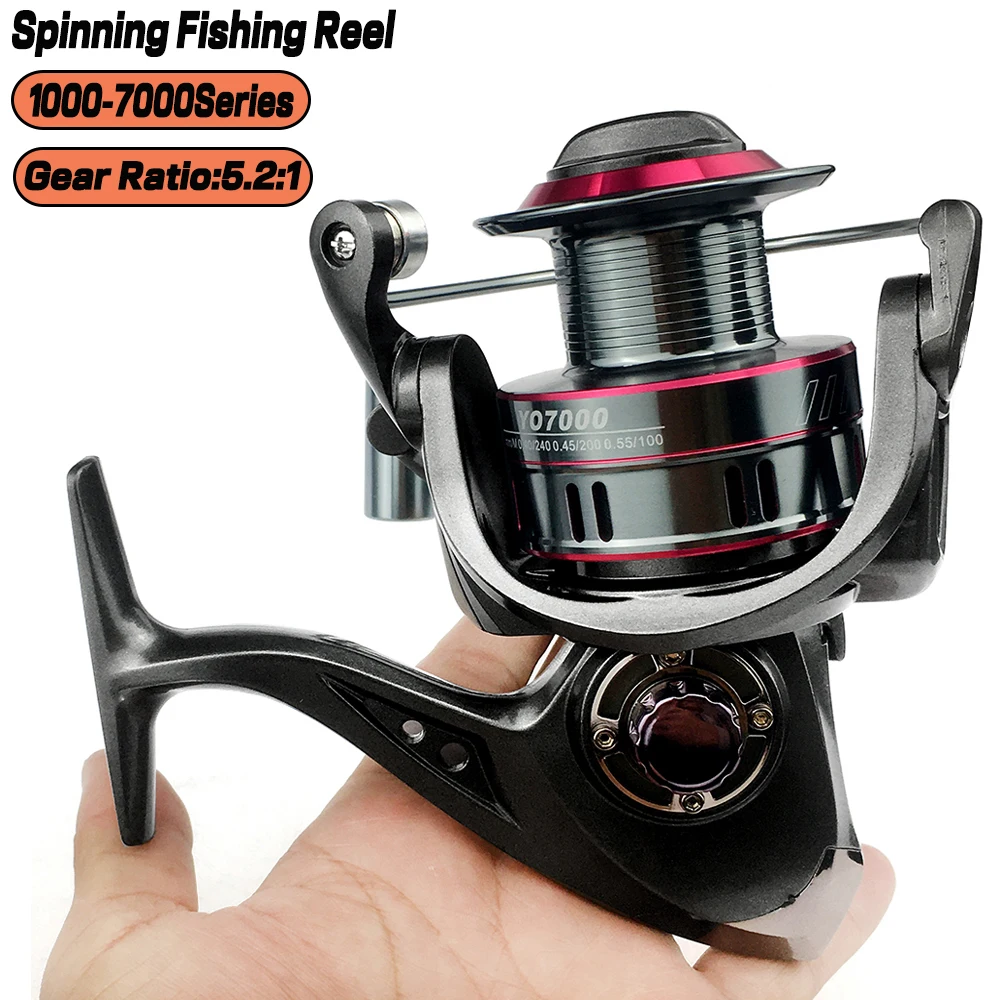 GaiRen Spinning Angelrolle 5.2:1 Getriebe - Leicht Links/Rechts Wechselbar 2000-7000 Series Pink