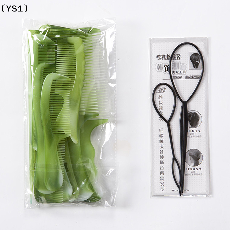 〔YS1〕10 Pcs Green Hair Combs Set For Women And Men Hair Styling Tool, Coarse, Fine Dressing Comb