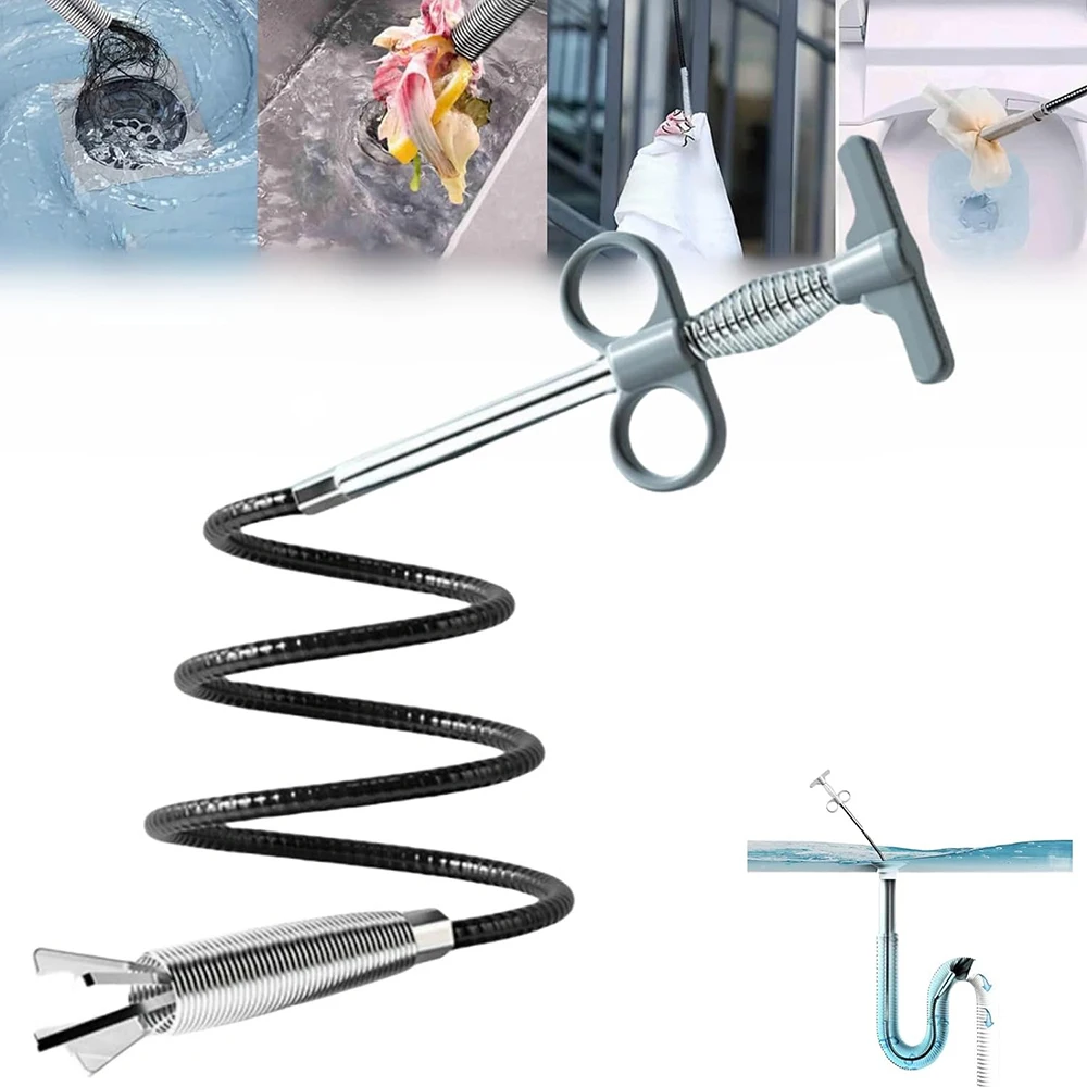 Sewer Pipe Unblocker Snake Spring Dredging Tool 60/90/160/200/300cm for Kitchen Bathroom Sewer Cleaning