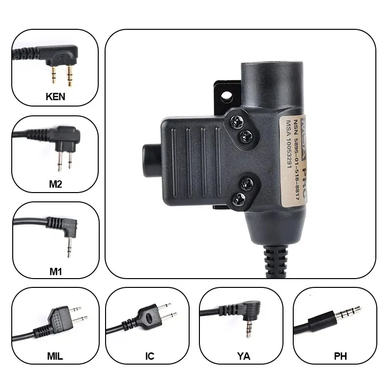 Tactical U94 PTT Headphone WADSN Adapter Kenwood Motorola 2 Yeasu Midland Plug Outdoor Communication Headset Intercom Accessorie