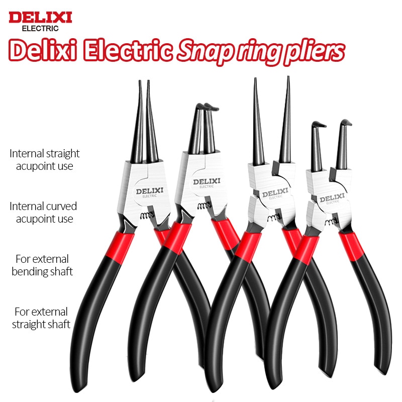 DELIXI ELECTRIC Circlip Pliers Multifunctional Expansion Pliers Retaining Ring Pliers Hand Tool Professional(5 In)